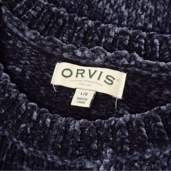 Orvis Soft Chenille Tunic Sweater Womens Size Large Blue Relaxed Fit Ribbed - Picture 10 of 11